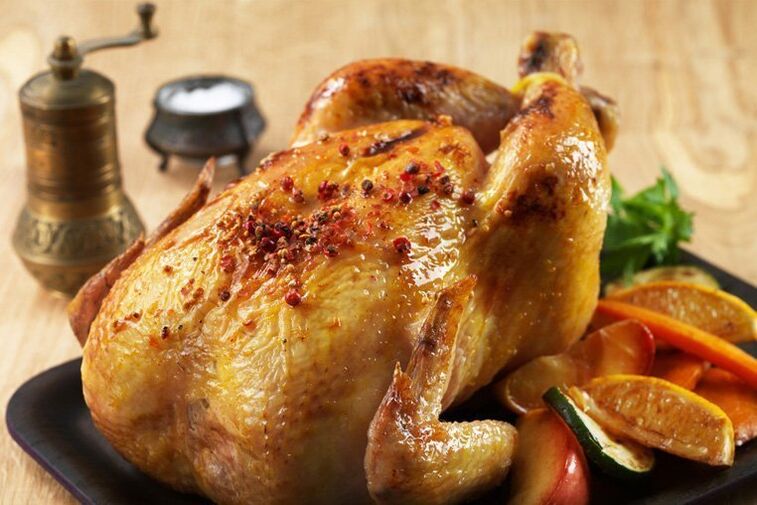 Pollo asado para una dieta proteica.